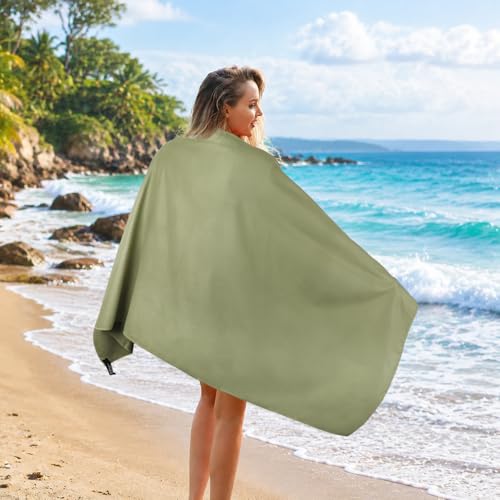 Father's Day Quick Dry Towels 3 Pack, Ultra Soft Lightweight Microfiber Towel Fast Drying Travel Towels with Bag, Highly Absorbent Compact for Camping, Beach, Yoga, Swimming Gym Army Green - color: Army Green