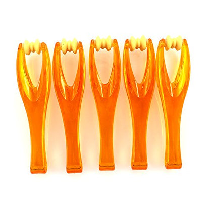 2 Pieces Orange Finger Joints Massager Hand Handheld Blood Circulation Tool Stress Relief Plastic Care Relax Double Rubber Roller Massage (2)