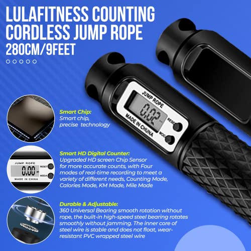 Jump Rope, Speed Digital Skipping Rope with Calorie Counter for Women Men Kids with Speed Cordless Ball, Ice Towel, Soft Breathable Fast Drying Microfiber Towel Super Absorbent