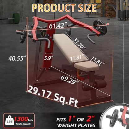 3-in-1 Adjustable Chest Press Machine, 1300LBS Bench Press Machine with Independent Converging Arms, Incline Decline Flat weight bench Home Gym Equipment