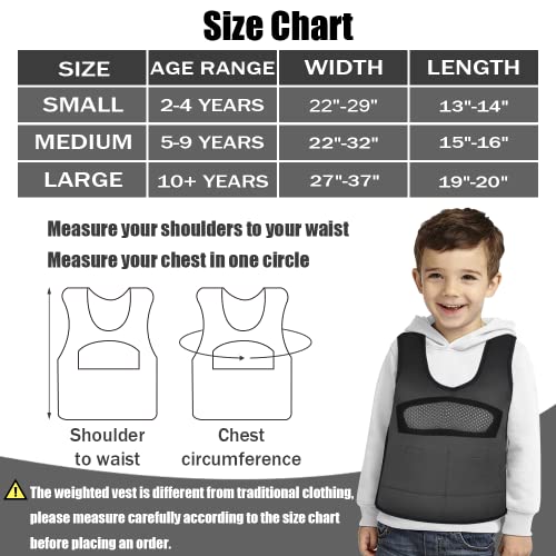 Weighted Vest for Kids Including 6 Removable Weight, (X-Small, Ages 1 to 3) - color: Black, size: Extra Small