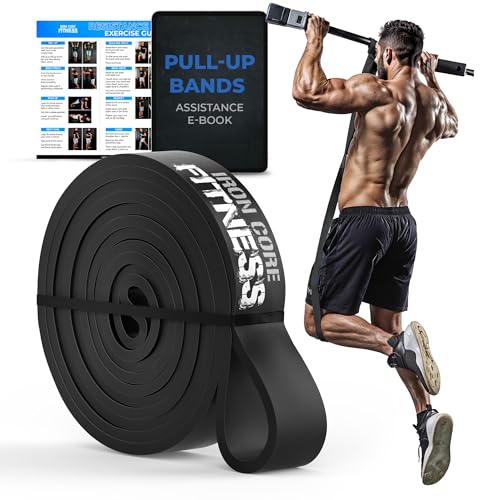 Pull Up Assistance Resistance Bands - Long Loop Power Bands for Men and Women - Strength Power Flexibility Training at Home & Gym - Ebooks & Workout Chart Included by Iron Core Fitness - color: #6 Black