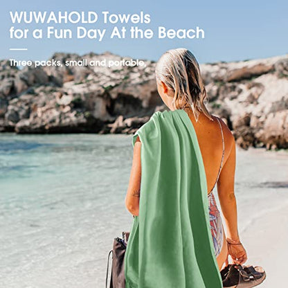 Camping Quick Dry Towel Set- 3 Pack, Soaking Up Sweat Microfiber Lightweight Sport Towels with Mesh Bag, Travel Towel Suitable for Camping, Beach, Gym, Yoga - size: 3P-30x60 inches