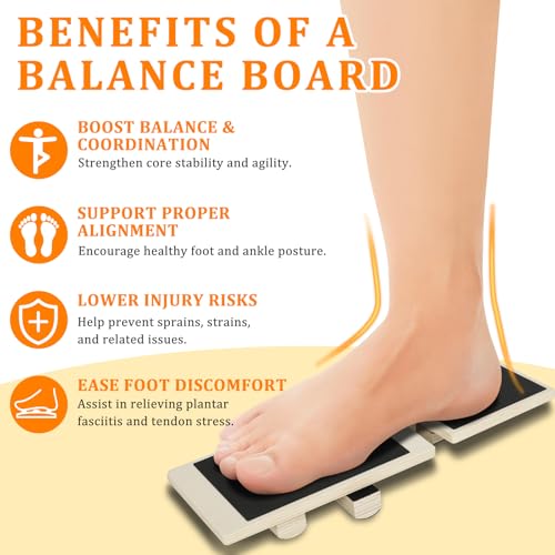 Adjustable Balance Board for Ankle & Foot Strength – Single-Leg Stability Trainer for Balance, Mobility, Calf Flexibility & Core Control – Foot Exercise Equipment for Home, Office, Gym & Rehab