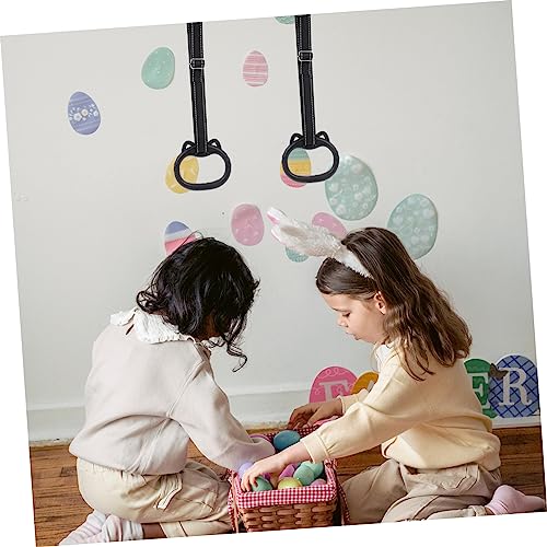 Fitness Gym Rings Set for Children Indoor Training Stretching Pull-Up Rings Straps Adjustable Weight Lifting Exercise Equipment for Home Use