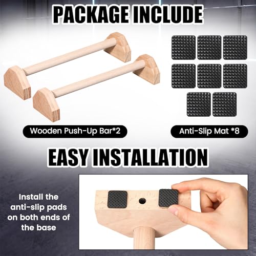 2 Pcs Wooden Parallettes Bars Push up Stands 15.7/19.7 Inch Push up Bars Calisthenics Equipment Non Slip Base Solid Portable Exercise Home Workout Equipment for Strength Training - size: 19.7 Inch