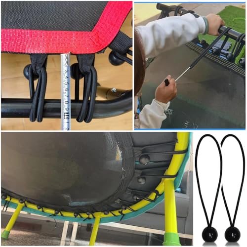 4 Pack Rebounder Trampoline Bungee Cords Replacement 6 Inch Bungee Balls Black Ball Bungee Elastic Straps for 40"/48" Mini Rebounder Trampoline Mini Trampoline Foldable Fitness Trampoline