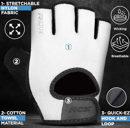 RDX Weight Lifting Gloves Gym Fitness Workout, Anti Slip Palm Protection Half Finger Exercise Glove for Powerlifting Deadlifting Bodybuilding Calisthenics Cycling Rowing Climbing Training, Men Women
