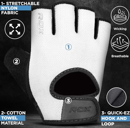 RDX Weight Lifting Gloves Gym Fitness Workout, Anti Slip Palm Protection Half Finger Exercise Glove for Powerlifting Deadlifting Bodybuilding Calisthenics Cycling Rowing Climbing Training, Men Women