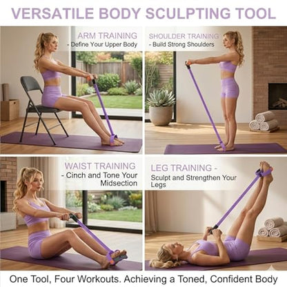 Pedal Resistance Band with Handles, Purple, Upgraded 6-Tube | Pedal Puller for Home Workouts, Full-Body, Core Strength, Arm Training and Leg Exercises