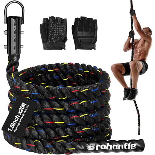 Climbing Rope Gym Workout - 1.5inch Diameter with 10FT 15FT 20FT 30FT 40FT Gym Climb Rope Heavy Duty Workout Exercise Ropes for Adults Indoor Outdoor Strength Training - style: 1.5 Inch-20ft
