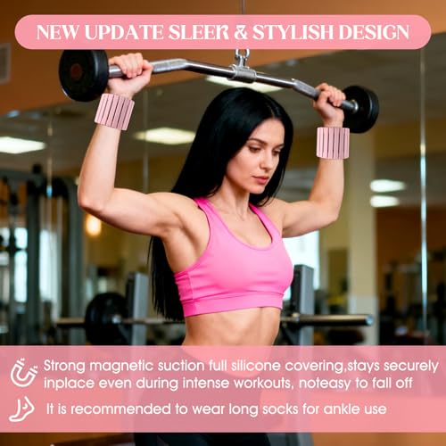 Wrist Weights, Adjustable Magnetic Leg & Arm Weights Bangles 2 Pcs (1LB Each) Silicone Ankle Weights for Women & Men, fits for Gym, Running & Walking, Swimming, Yoga & Pilates
