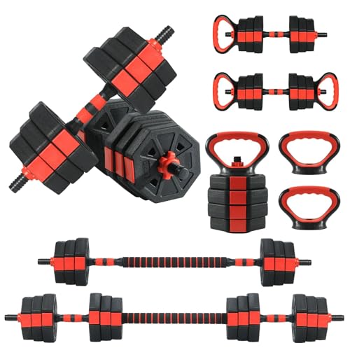 4-in-1 Dumbbell Set, 66/88Lbs Adjustable Free Weight Set with Connector, Use As Kettlebells, Barbell, Push Up Stand, Multi-Purpose Fitness Equipment for Home Gym, Suitable for Men and Women