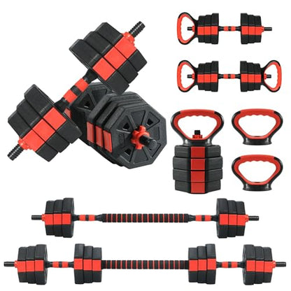 4-in-1 Dumbbell Set, 66/88Lbs Adjustable Free Weight Set with Connector, Use As Kettlebells, Barbell, Push Up Stand, Multi-Purpose Fitness Equipment for Home Gym, Suitable for Men and Women