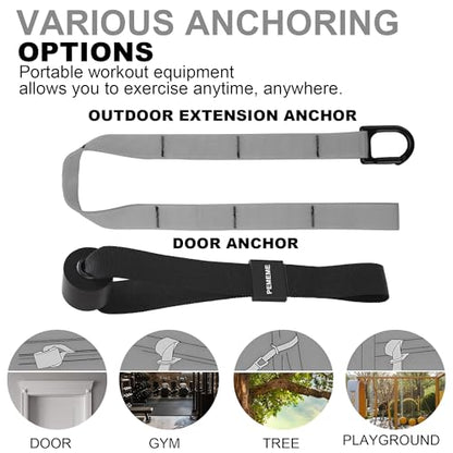 Home Resistance Training Kit with Adjustable Suspension Straps for Workouts - color: Grey
