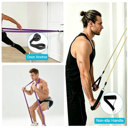 Pull Up Assistance Bands Complete Set,Heavy Duty Adjustable Resistance Bands with Handle Assembly，Latch Mechanism，Perfect for Men Women Seniors for Pull Up Bar,Dip&Resistance Strength Training