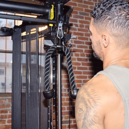 CENTR Cable Machine Attachments for Home Gyms & Functional Trainers Accessory Kit - LAT Pull Down Attachment, Triceps Rope, Curl Bar, Ankle Strap & More - Cable Machine Accessories - style: Triceps Rope