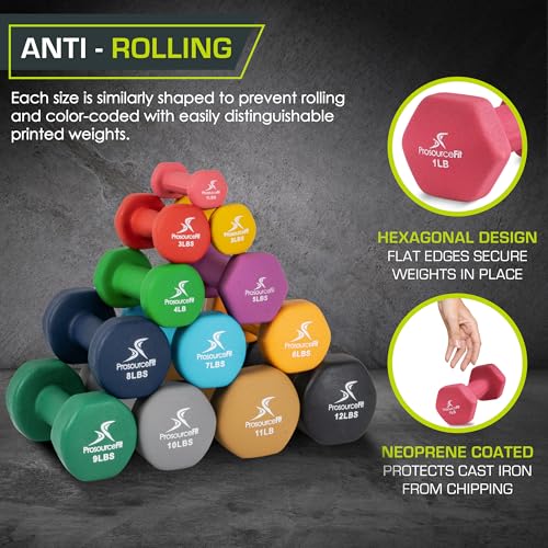 ProsourceFit Neoprene Dumbbell Coated for Non-Slip Grip - size: 1-Pound