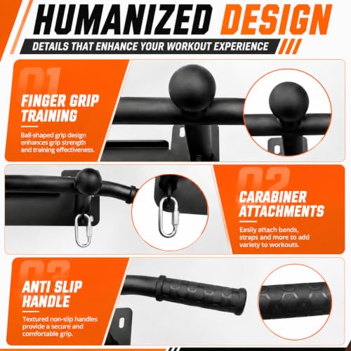 Wall Mounted Pull Up Bar - Heavy Duty Chin Up Bar, Pull-Up Bar for Garage, Joist, Wall Mount - Multifunctional Fitness Bar, Supports up to 600 Lbs - color: Black