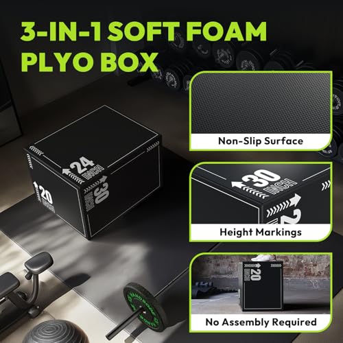 HANDBODE 3-in-1 Plyometric Box, Jump Training Equipment - style: 16 lb (20 x 24 x 30 inch)-B
