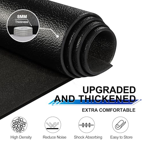 BesWin Large Exercise Mat 8' x 4'(8mm), Extra Thick Workout Mats for Home Gym Flooring, High Density Non-Slip Gym Mats Fitness Mat for Cardio, Weights, Jump Rope, Fitness - Use With or Without Shoes