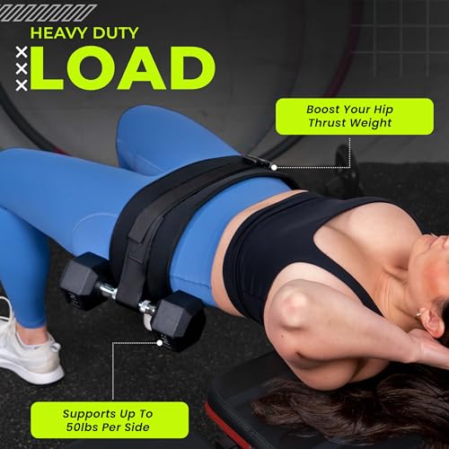 Adjustable Hip Thrust Belt for Dumbbells, Kettlebells & Plates | Slip-Resistant Padding For Hip Protection | Portable & Comfortable Booty Belt For Women | Ideal For Gym, Home & On-The-Go Workouts