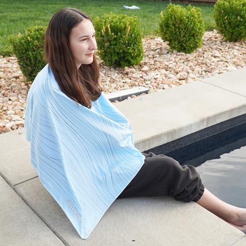 Large Cooling Shawl - Instant Heat Relief for Outdoor Events - color: Blue Wave