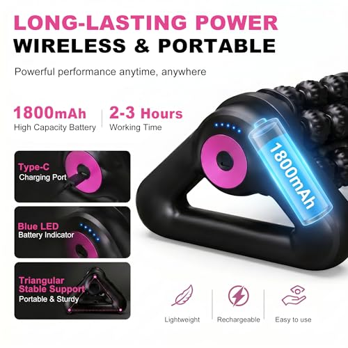 Electric Muscle Roller, 2 in 1 Traingle Massage Roller, 5 Speed Rolling Massager, Rechargeable, Deep Tissue and Muscle Recovery for Legs, Calves, Neck, Foot, Arms, Back