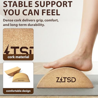 Half Moon Cork Yoga Blocks, 2 Pack Balance Trainer | Half moon cork blocks for balance work, foot placement drills, ankle mobility and calf stretching; bag and guide included