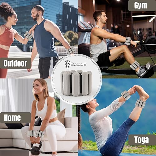 Patented Design Pilates Wrist and Ankle Weights for Women & Men - (1LBx2pc) Set of 2LBs Adjustable Silicone Weighted Bracelet Set for Gym, Yoga, Pilates, Cardio & Strength Training Wrist Weights for Women Wearable - color: Gray