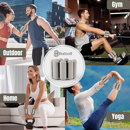 Patented Design Pilates Wrist and Ankle Weights for Women & Men - (1LBx2pc) Set of 2LBs Adjustable Silicone Weighted Bracelet Set for Gym, Yoga, Pilates, Cardio & Strength Training Wrist Weights for Women Wearable - color: Gray