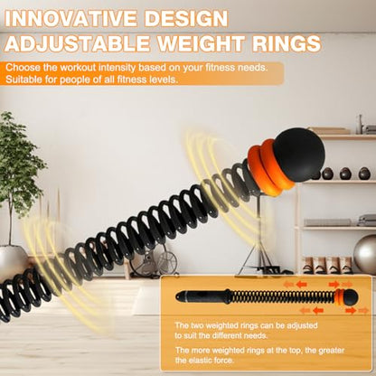 Adjustable Ropeless Battle Rope Trainer, Cordless Spring Fitness Rope for Home & Gym, Heavy Duty Cordless Battle Rope with Storage Bag, Strength & Conditioning (Gray)