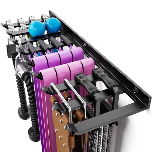 Wall Mounted Home Gym Equipment Storage Rack, Cable Attachments, Lifting Belts, Jump Ropes and Chains - size: Medium