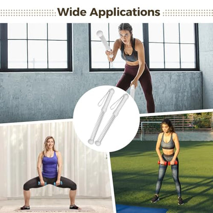 2 Pcs Ropeless Battle Ropes, 16.9 in Weighted Cordless Training Rope, Workout Ropes for Home Gym, Metal Frame with Anti-Slip Handle, Elastic Spring, Full Body Training