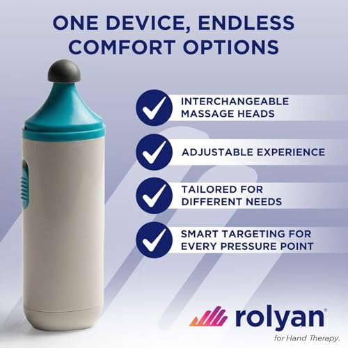 Rolyan Mini Scar Massager, Handheld Portable Vibration Massager with Interchangeable Heads, Quiet, Battery Operated for Targeted Hand & Skin Care, Reduces Appearance and Sensitivity of Scars