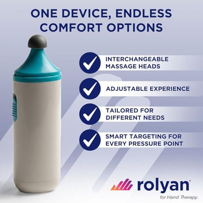 Rolyan Mini Scar Massager, Handheld Portable Vibration Massager with Interchangeable Heads, Quiet, Battery Operated for Targeted Hand & Skin Care, Reduces Appearance and Sensitivity of Scars