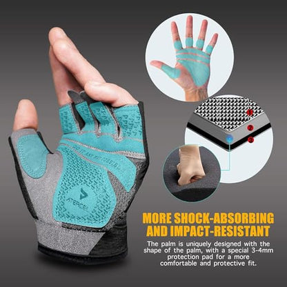 ATERCEL Weight Lifting Gloves Full Palm Protection, Workout Gloves for Gym, Cycling, Exercise, Climbing, Breathable, Super Lightweight for Mens and Women