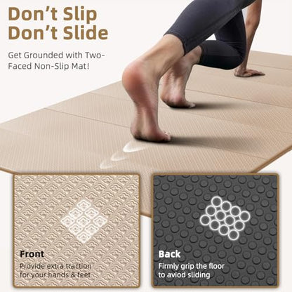 Large Yoga Mat, 74"x47.2" Extra Wide & Long Foldable Yoga Mat, 0.4" Thick Folding Yoga Mat, 2-Person Workout Mat for Home Gym, Extra Large Non-Slip Fitness Mat for HIIT, Yoga, Stretching, Portable Design for Easy Storage
