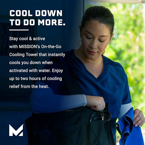 MISSION On-The-Go Cooling Towel, Blue - Soft, Lightweight Fabric - Cools Up to 2 Hours - UPF 50 Sun Protection - Machine Washable - color: Blue