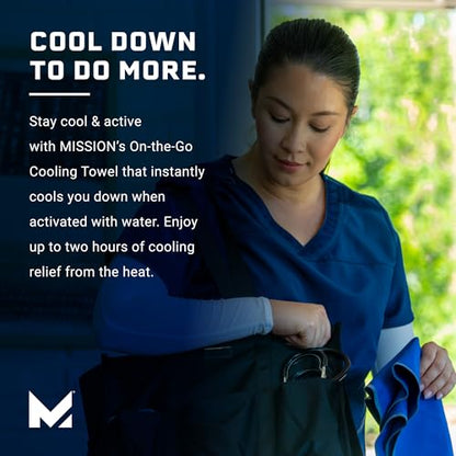MISSION On-The-Go Cooling Towel, Blue - Soft, Lightweight Fabric - Cools Up to 2 Hours - UPF 50 Sun Protection - Machine Washable - color: Blue