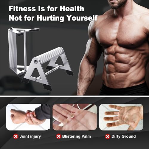 Push Up Bar - All-aluminum Lightweight Pushup Stands with Non-Slip Base, 660LB Capacity, Portable Home Gym Equipment for Strength Training & Floor Workouts、White、6.5inch