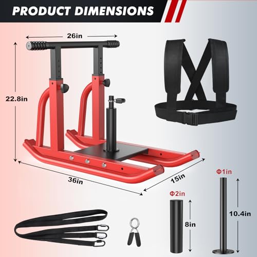 Weight Sled, Heavy-Duty Push Pull Sled, Adjustable Height Handle, Workout Fitness Sled for Training- Running Speed, Agility, Soccer, Football, Strength, Crossfit- Suitable for 1" & 2" Plates