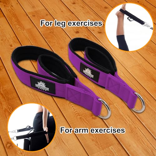 Durable Pilates Double Loop D-Ring Straps - Padded Handles for Reformer, Yoga & Home Gym Workouts