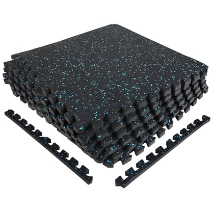 Interlocking Rubber Gym Mats 24 Sq Ft Heavy Duty Exercise Flooring for Home Gym, Weightlifting, Yoga, Playroom - Dual-Layer Non-Slip Noise Reducing Floor Protection Tiles - size: 24 Sq Ft (6 Tiles)