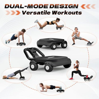 EAST MOUNT Ab Roller Wheel - Ab Roller with Elbow Support for Core Workout Belly Fat Automatic Rebound Abdominal Wheel for Women Men Home Gym Equipment