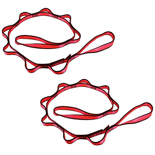 2pcs Safety Daisy Chains Strong Climbing Strap Adjustable Nylon Strap Rope Yoga Pilates Stretching Straps - color: Red, size: 105cm x 1.5cm