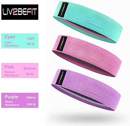 Non Slip Resistance Booty Bands, 3 Levels Fabric Workout Bands Exercise Bands Glute Bands Non Slip Hip Bands Booty Bands for Squat Glute Hip Training