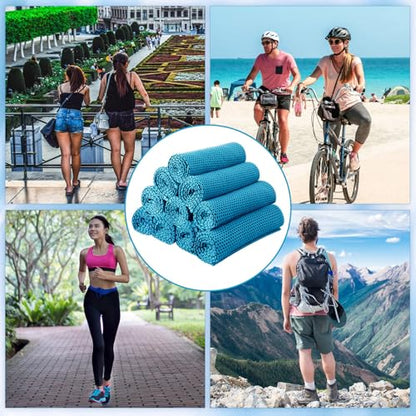 Honoson 10 Pcs Cooling Towel Bulk - Neck & Face Cool Chilly Towels Microfiber Breathable Sport Sweat Rag for Gym, Yoga, Travel, Camping, Running, Outdoor (Blue) - color: Blue