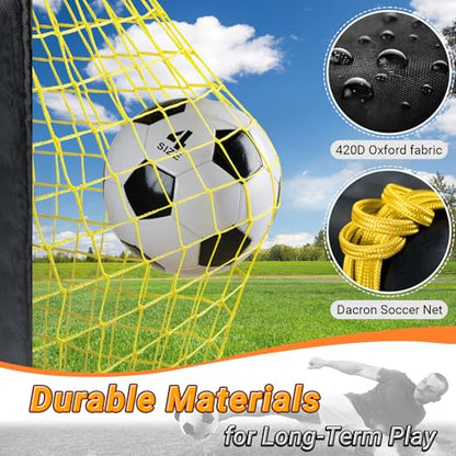 Happy Jump 7x5' & 5x3.6' Portable Soccer Goals for Kids Ages 6-14, Weatherproof Net and Steel Frame for Backyard Fun and Outdoor Training, Quick Setup and Sturdy for All Weather Conditions