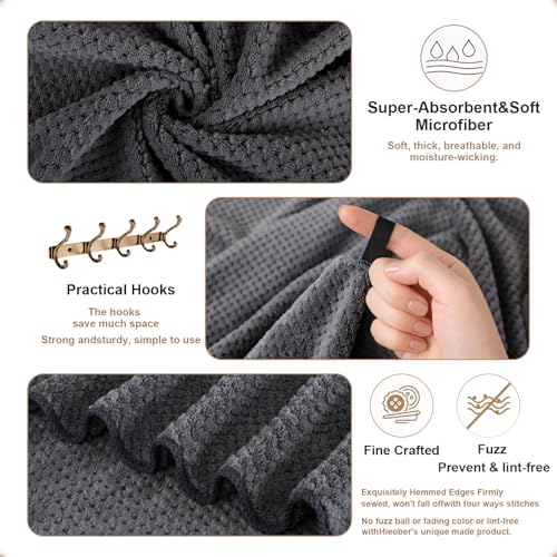 2 Pack Bath Towel Set, Waffle Bath Towel Set, Super Soft Highly Absorbent, Sturdy Quick Drying Towels for Bathroom, Gym, SPA, Yoga (2 Piece 30" x 60", 1Grey+1Purple)